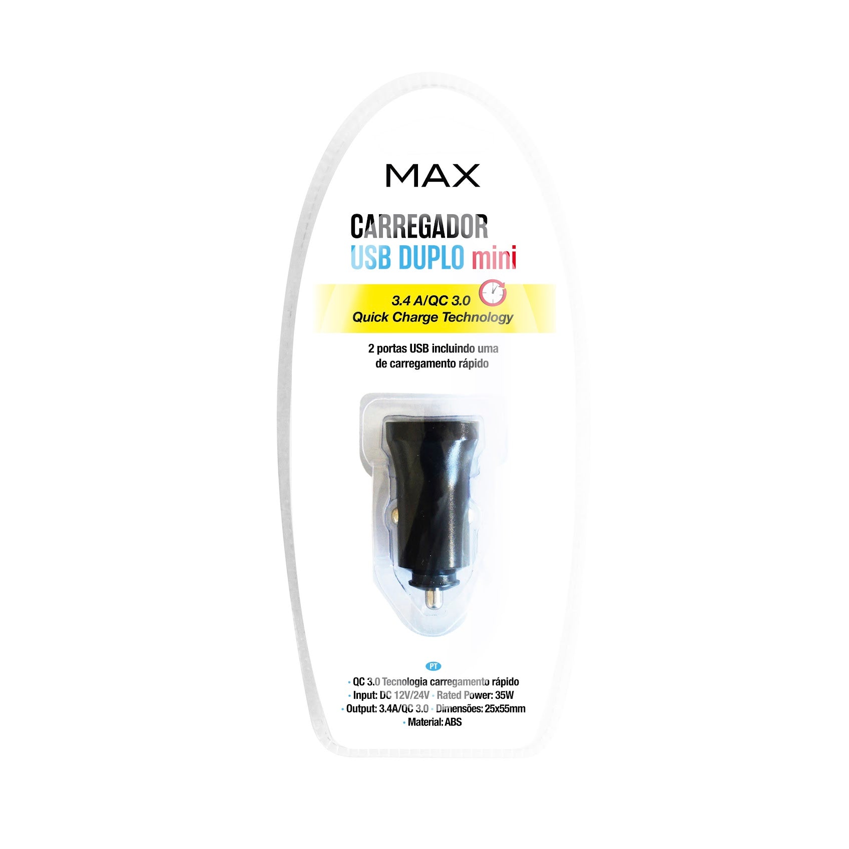 Max Carregador USB Duplo Mini 3.4 A - produto automóvel profissional
